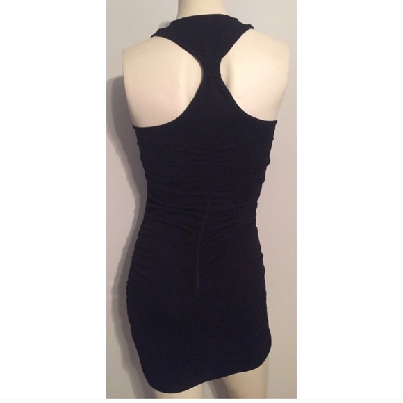 Lk New BEBE Black Ruched Bodycon Dress P/S - Picture 2 of 6